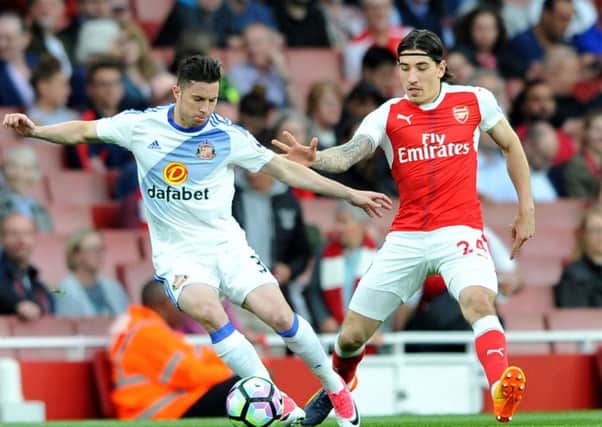 Bryan Oviedo in action against Arsenal.