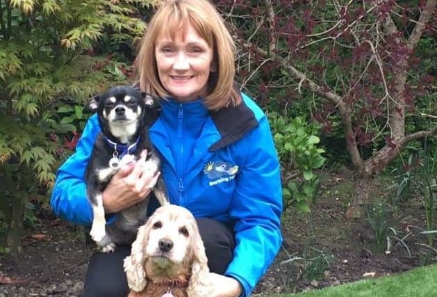 Sue Seward and her own two dogs, Timmy and Daisy.