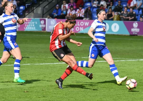 Beverly Leon equalises for Sunderland Ladies against Reading on Saturday. Picture by Kevin Brady