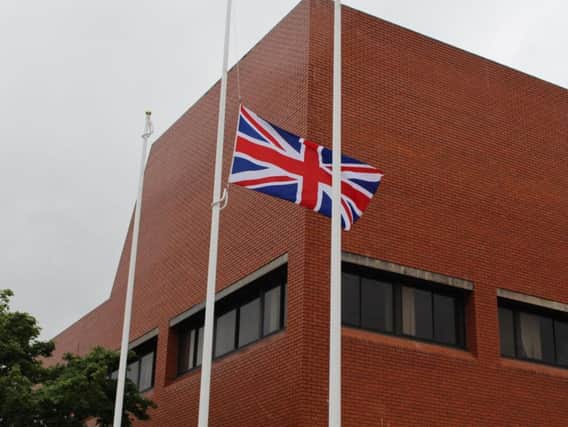Flags are flying at half mast outside of Hartlepool Civic Centre.
