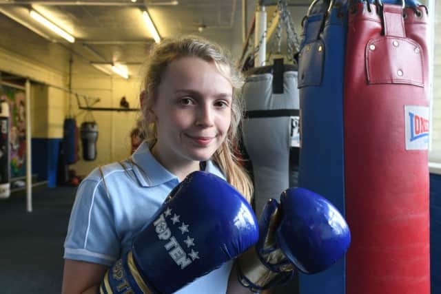 Bobbi Bowman (13) who won Golden Gloves title for her age at a recent event in Manchester.