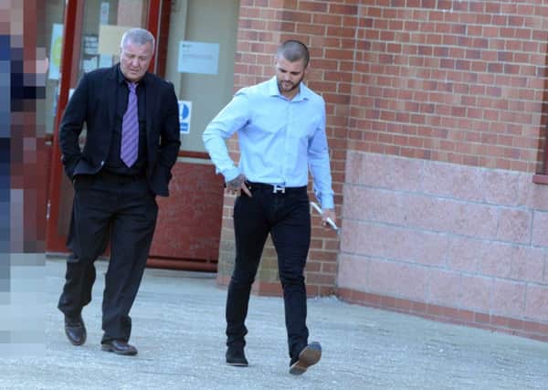 Alan King, left, alongside Jordan King outside Peterlee Magistrates Court at an earlier hearing.