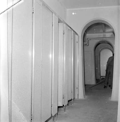 The changing cubicles at Newcastle Road baths.