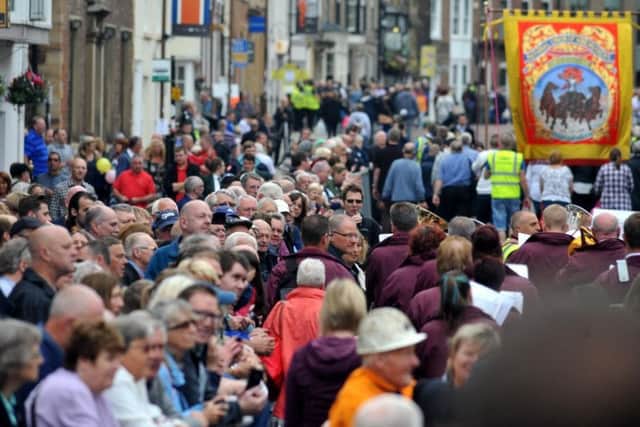 Crowds at a previous Miners' Gala. Around 200,000 are expected to cram into Durham on Saturday.