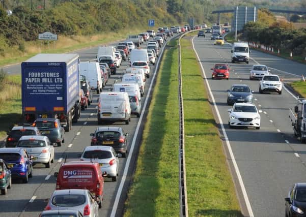 Queues on the A19 following an accident.
