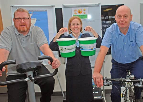 The Grundfos team that put the Big Green Commute week together, left to right, Steven Palmer, Ann Anderson and Paul Freeman