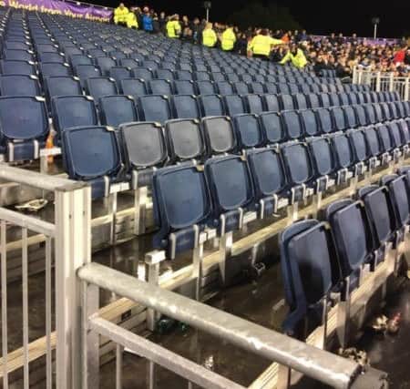 The empty stand following the evacuation. Photo by Sharon Fleet.