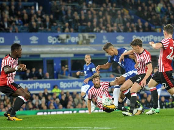Dominic Calvert-Lewin puts Everton in front. Picture by FRANK REID
