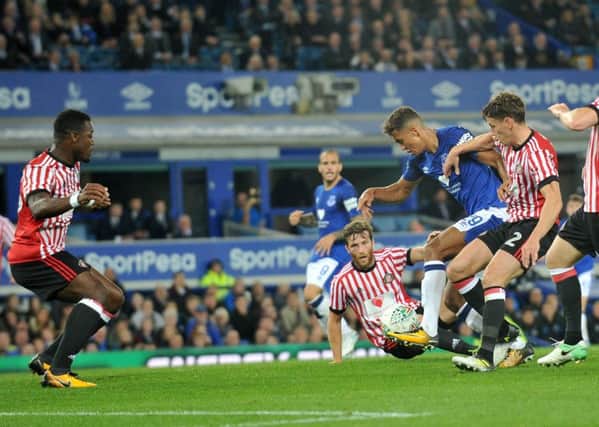 Dominic Calvert-Lewin puts Everton ahead. Picture by FRANK REID