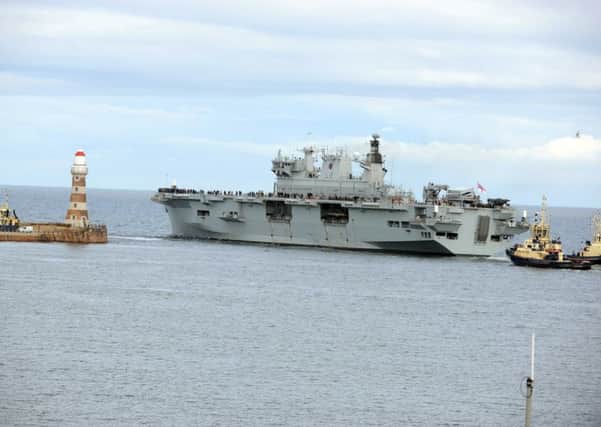 HMS Ocean leaves Sunderland for the last time