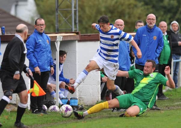 Chester-le-Street (hoops) take on Esh Winning in Saturday's Division Two clash. Picture by Tim Richardson