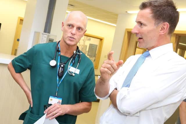 Sunderland Royal Hospital care consultant Chris Phillips with secretary of state for health Jeremy Hunt.