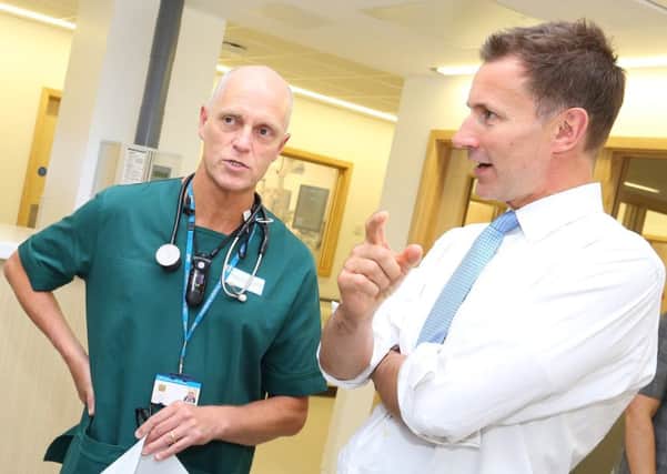 Sunderland Royal Hospital care consultant Chris Phillips with secretary of state for health Jeremy Hunt.