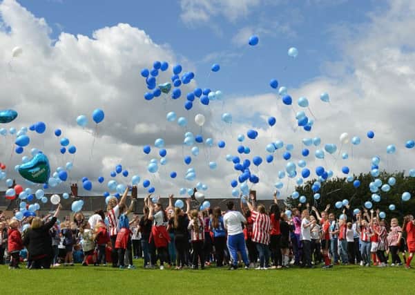 The balloon launch at Blackhall Primary School in memory of Bradley Lowery.