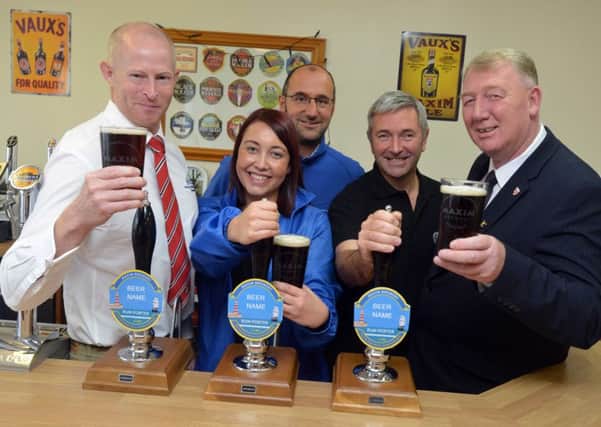 They're all behind the Sunderland Tall Ship Races 2018 Maxim beer naming competition.
From left, Tall Ships Project Officer Ian Flannery, Sun FM's Danni Moore and Simon Grundy, Maxim Brewery MD Mark Anderson and Culture Portfolio Holder Councillor John Kelly.