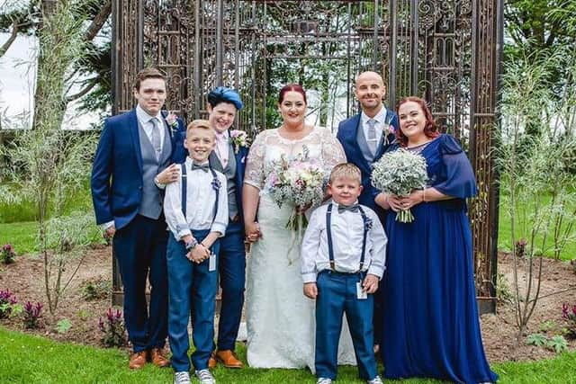 From left: Jordan Haynes, Betty Haynes, Gillian Haynes, John Fletcher, Amy Waller and the couple's young nephews, Oliver Wood, 10, and seven-year-old, Shaunpaul Wood. Photo by Erika Tanith Photography.
