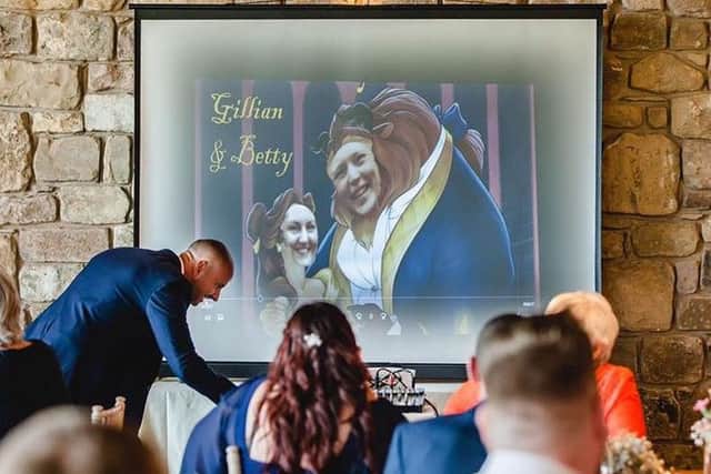 John Fletcher setting up his Beauty and the Beast tribute to Betty and Gillian Haynes. Photo by Erika Tanith Photography.