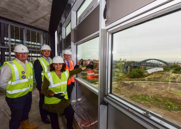 (from left) Michael Rutherford, senior project manager Carillion; John Seager, chief executive Siglion, MP Julie Elliott and Coun Harry Trueman