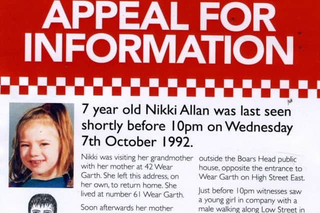 The leaflet issued on the 25th anniversary of Nikki Allan's death.