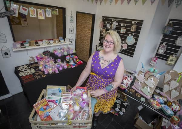Rachel Lowe at her shop Rock Paper Bears in Sunderland