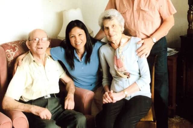 Left to right:  Percy Mennear; Wen, partner of Peter Dodd; wife Charlotte;  Peter Dodd, Charlotte's  cousin from Canada