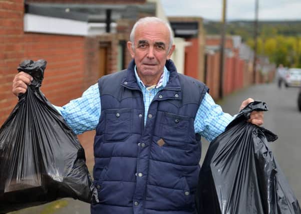 Les Barber is left with bin bags after his council bins were destroyed.