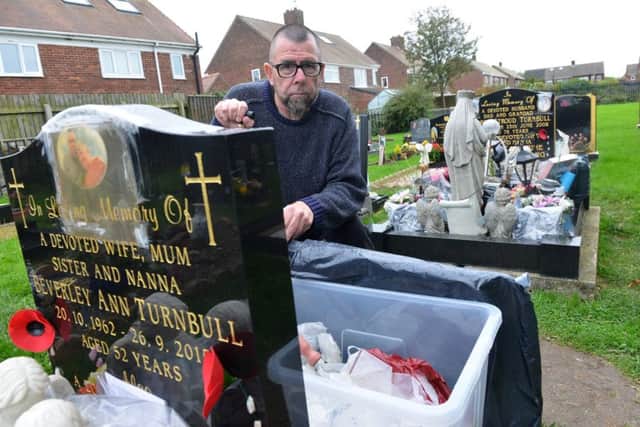 George Turnbull's wife and parents graves have been targeted by thieves at Castletown Cemetery.