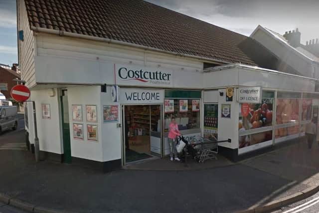 The Costcutter shop in Queen Street, Dawlish, Devon. Copyright Google Maps.