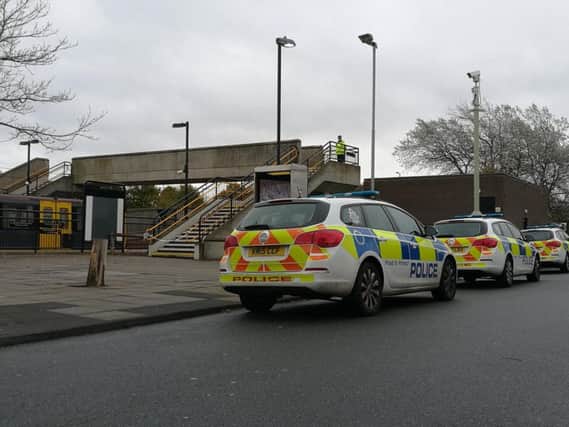 Police at Jarrow Metro station following reports of a stabbing.
