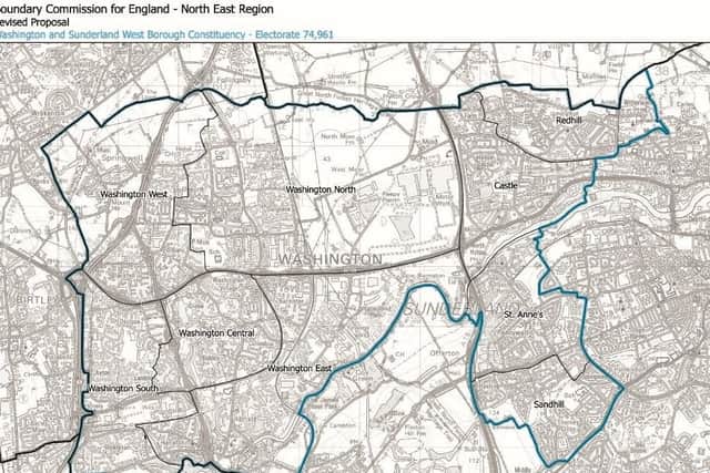How the Washington and Sunderland West constituency would look under the proposals.