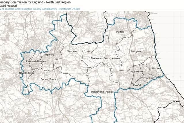 How the City of Durham and Easington constituency would look under the proposals.