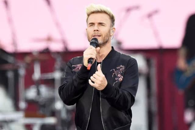 Gary Barlow performing during the One Love Manchester benefit concert for the victims of the Manchester Arena terror attack at Emirates Old Trafford. Picture by Dave Hogan.