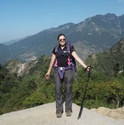Feeling on top of the world - Hayley Waltenberg during her charity challenge.