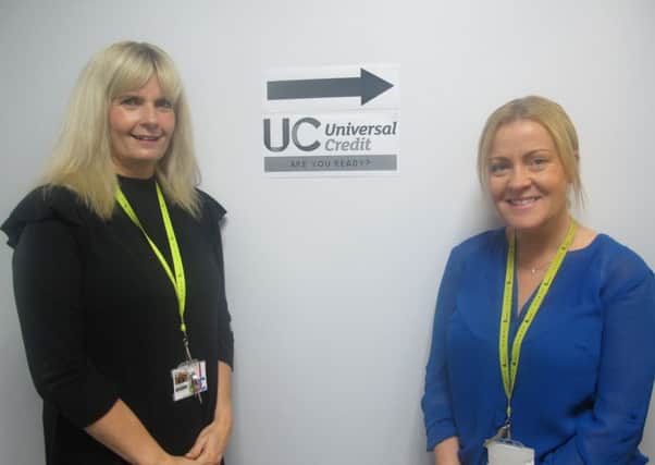 The new hub at East Durham College to help people with Universal Credit. Barbara Archer (left) and Paula Lucas.