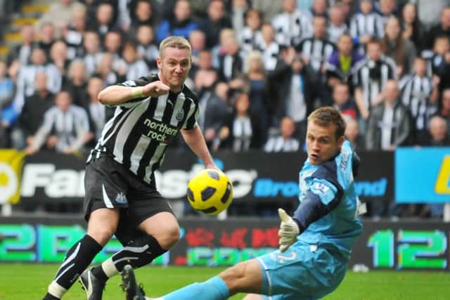Kevin Nolan scores against Sunderland in the derby horror show of 2010.