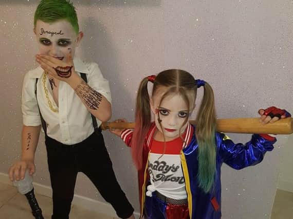 Archie and Emilie Higgins dressed as The Joker and Harley Quinn. Picture: Rachell Carter.