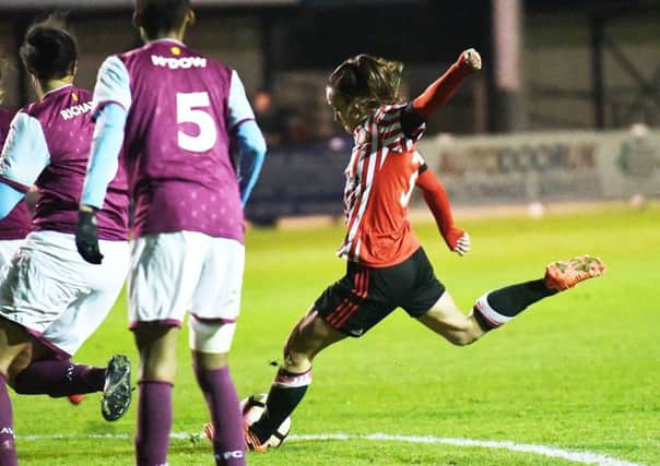 Lucy Staniforth hits the opener for Sunderland Ladies last night. Picture by Frank Reid