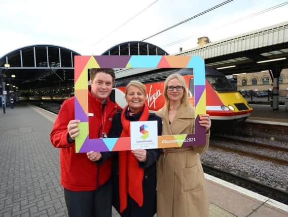 Virgin Trains' Rob McCarthy, left, with Newcastle Station manager Louise Rutherford and the bid team's Helen Connify.