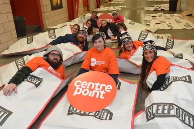 Centrepoint sleep out at the Stadium of Light.