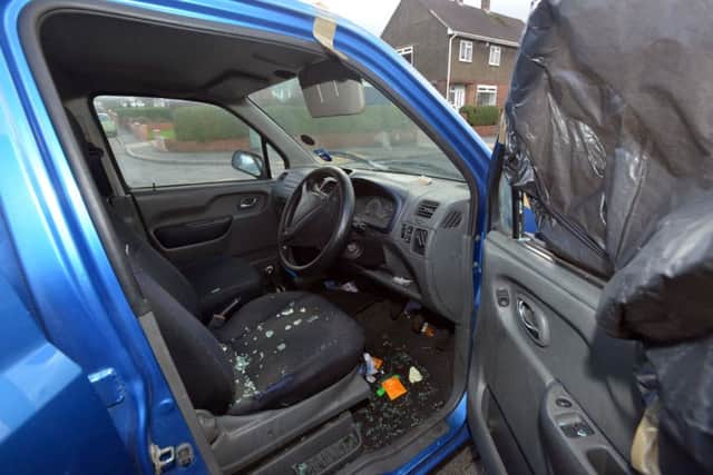 The car is a write-off after the attack, which took place on Tuesday.