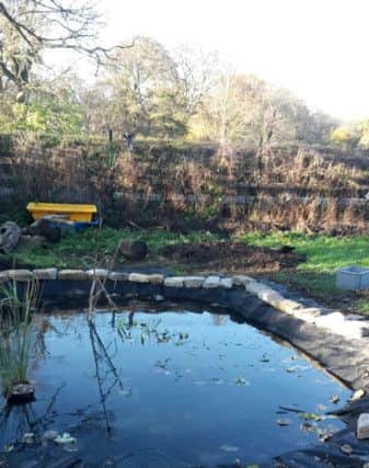 The completed pond pictured before vandals attacked once again at New Seaham Academy.