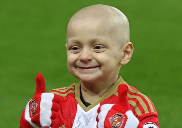 Bradley Lowery giving his trademark thumbs up gesture. Picture from SAFC.