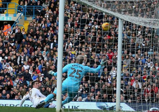 Pablo Hernandez beats keeper Darren Randolph to score Leeds' opener against Middlesbrough yesterday. Picture by Jonathan Gawthorpe