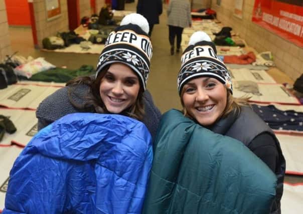 Vicky Pattison (left) and Katie Bulmer-Cooke at the Sleep Out.