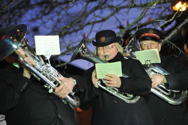 Salvation Army band play at the Christmas light switch on in Southwick, Sunderland.