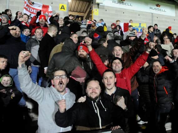 Sunderland fans celebrate at the end of the game. Pic: Frank Reid.