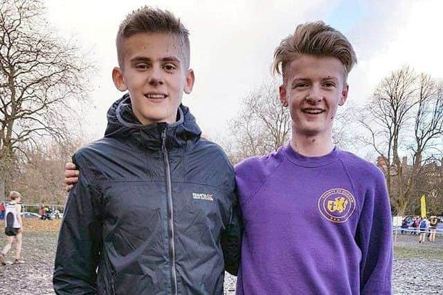 Houghton Harriers Will Bellamy and Henry Johnson.