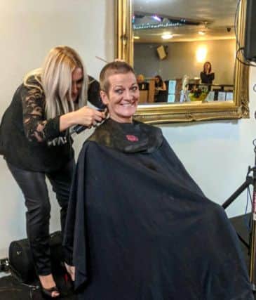Carole Pickersgill has her hair shaved off in aid of the garden appeal for her grandaughter Millie Fountain.