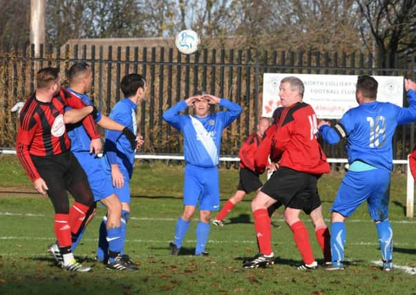 Plains Farm Alldec (red/black) take on Newcastle East End last weekend. Picture by Kevin Brady