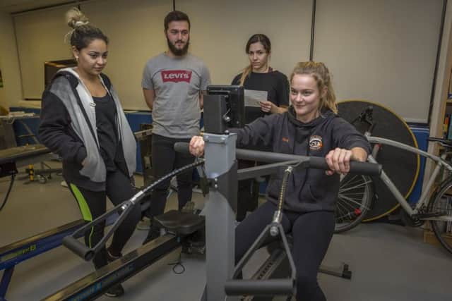 Neve Geary from the Sunderland Police Cadets takes part in the training session with Sports Science students at Sunderland University Picture: DAVID WOOD